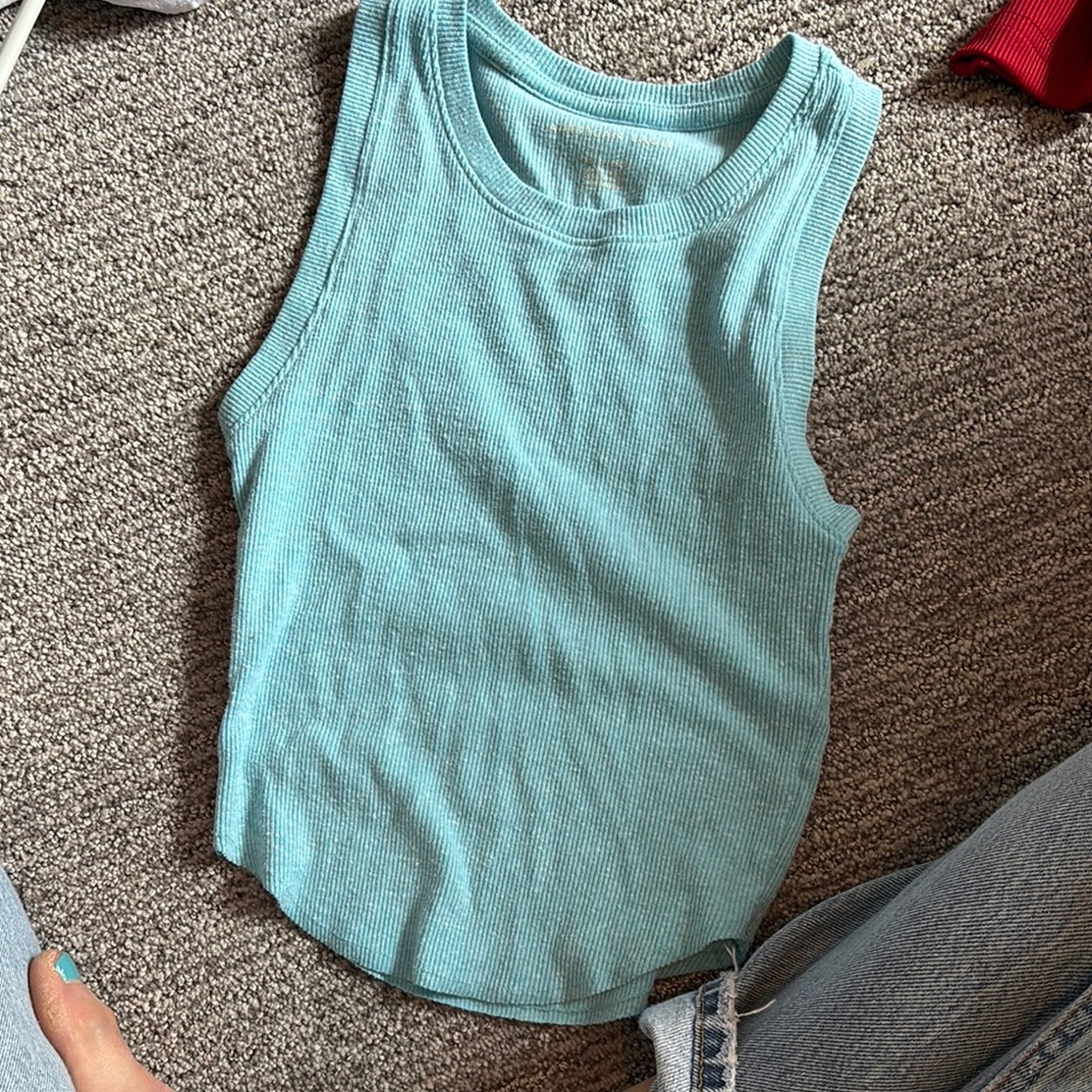 Sleeveless Ribbed Top - Blue